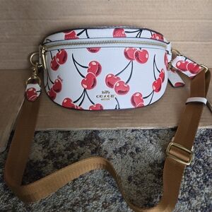 Coach White Cherry Print Bethany Belt Bag